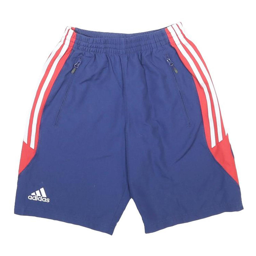 ADIDAS Mens Blue & Red Sports Shorts S W24 Polyester Zip Pockets
