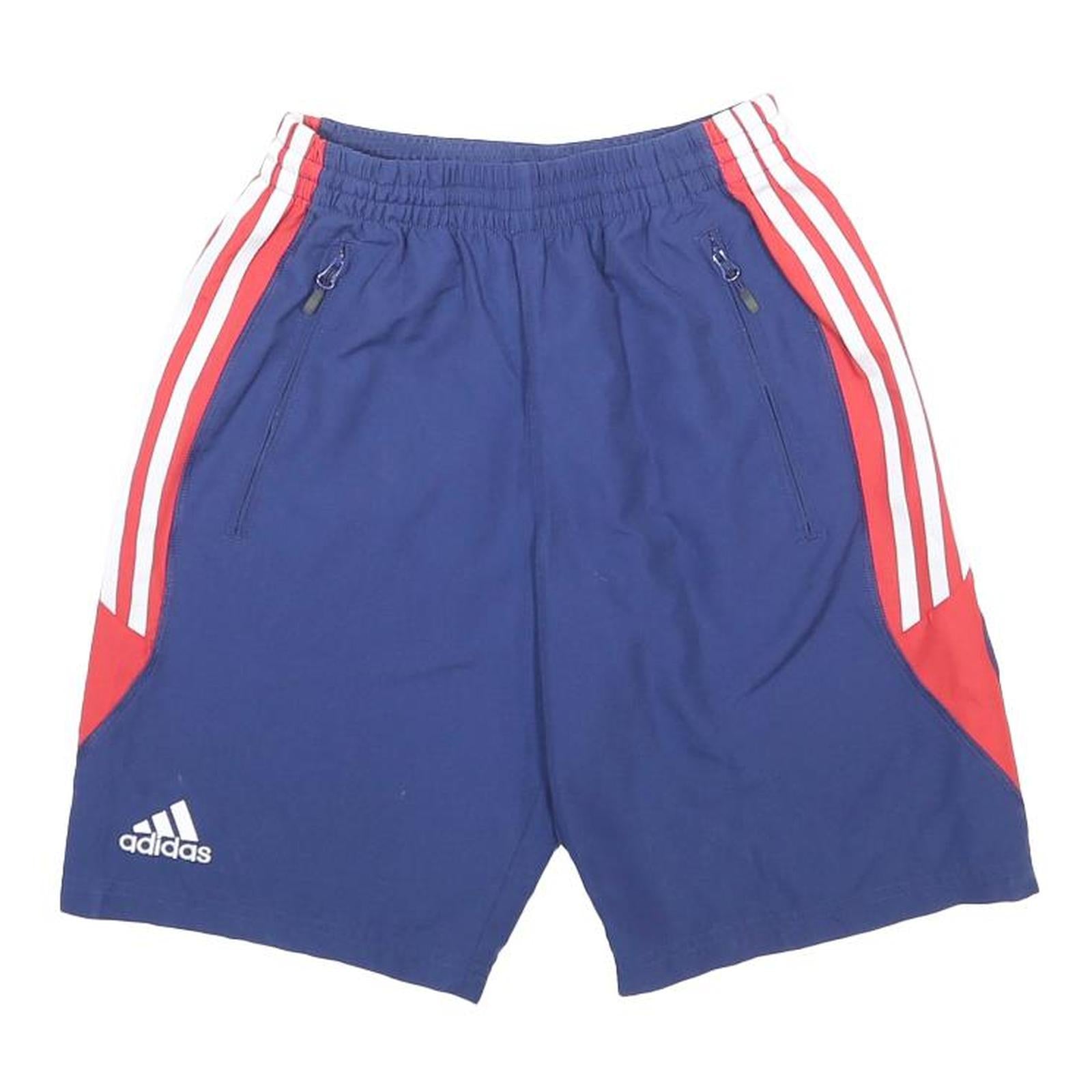 ADIDAS Mens Blue & Red Sports Shorts S W24 Polyester Zip Pockets