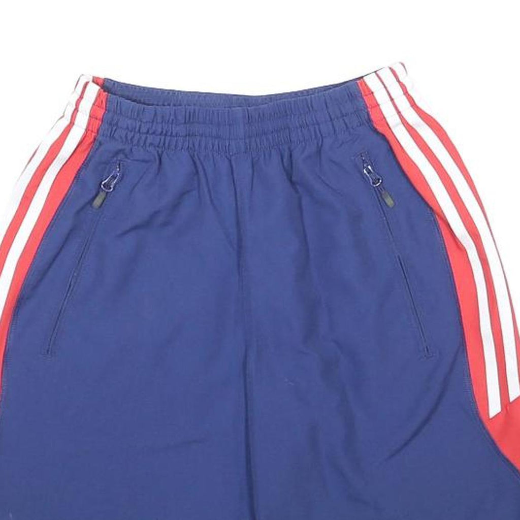 ADIDAS Mens Blue & Red Sports Shorts S W24 Polyester Zip Pockets