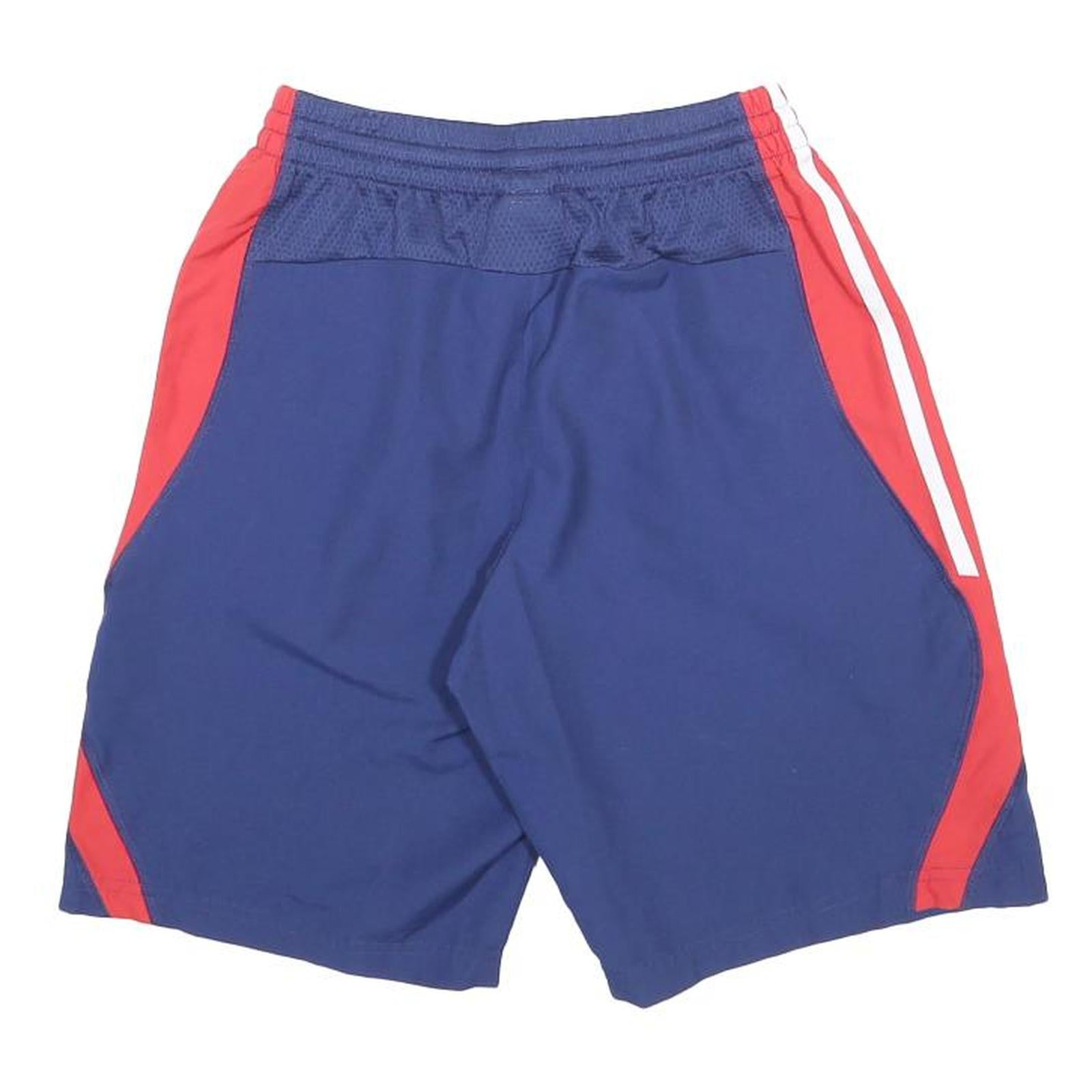ADIDAS Mens Blue & Red Sports Shorts S W24 Polyester Zip Pockets