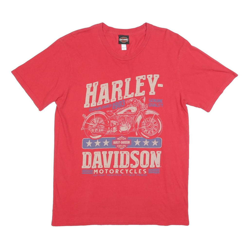 HARLEY DAVIDSON Mens Red Vintage Graphic T-Shirt L Short Sleeve Crew Neck