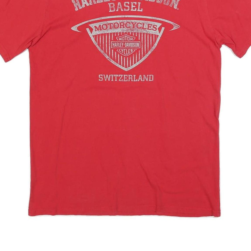 HARLEY DAVIDSON Mens Red Vintage Graphic T-Shirt L Short Sleeve Crew Neck