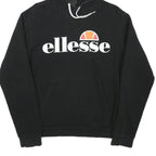 ELLESSE Womens Black Hoodie UK 10 Cotton Blend Hooded Sweatshirt