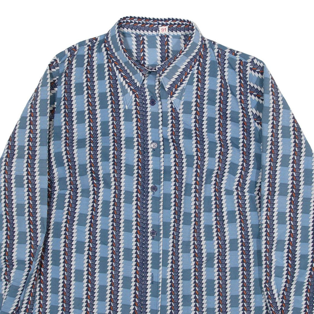 Womens Shirt Blue Crazy Pattern Long Sleeve M