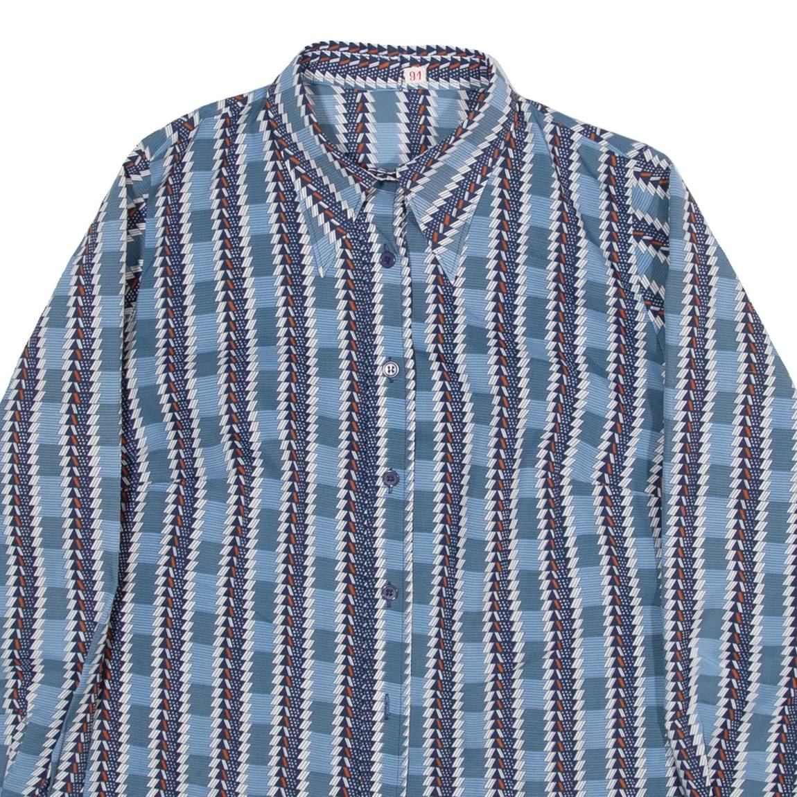 Womens Shirt Blue Crazy Pattern Long Sleeve M