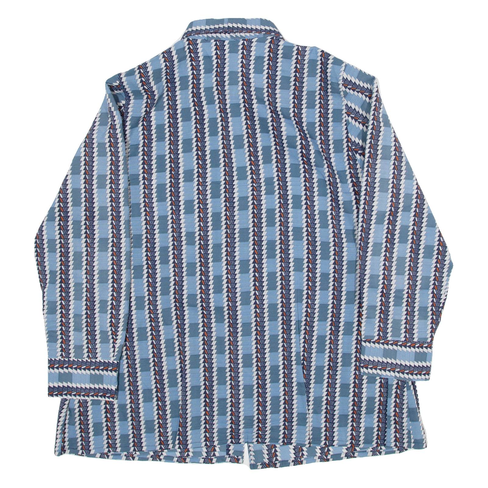 Womens Shirt Blue Crazy Pattern Long Sleeve M