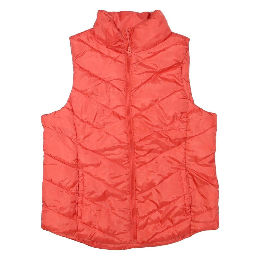 SO Womens Red Quilted Sleeveless Zip Jacket L Polyester Blend Lightweight