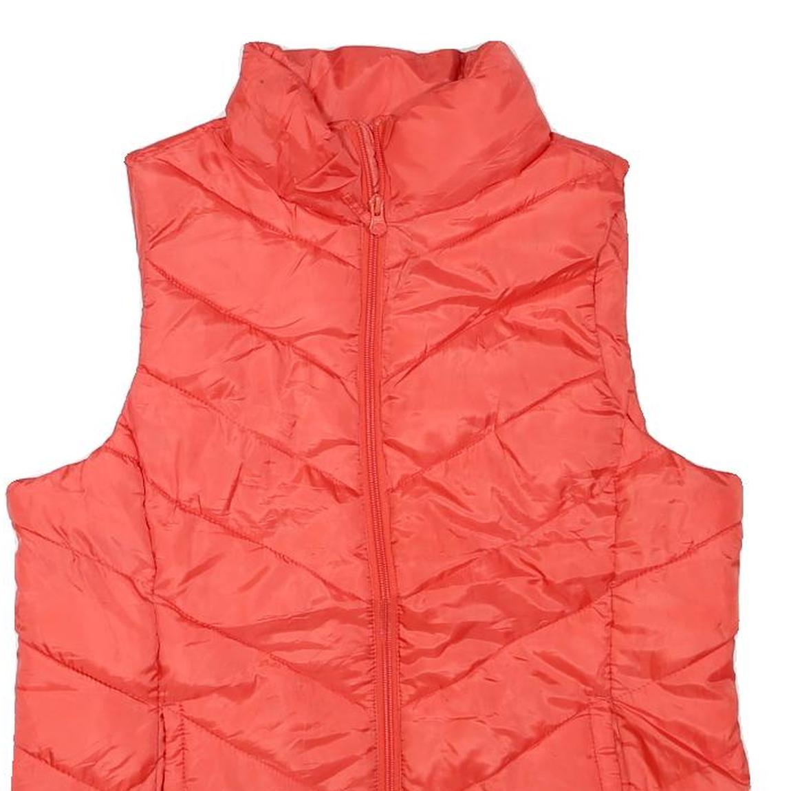 SO Womens Red Quilted Sleeveless Zip Jacket L Polyester Blend Lightweight