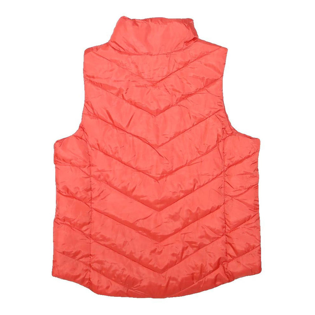 SO Womens Red Quilted Sleeveless Zip Jacket L Polyester Blend Lightweight