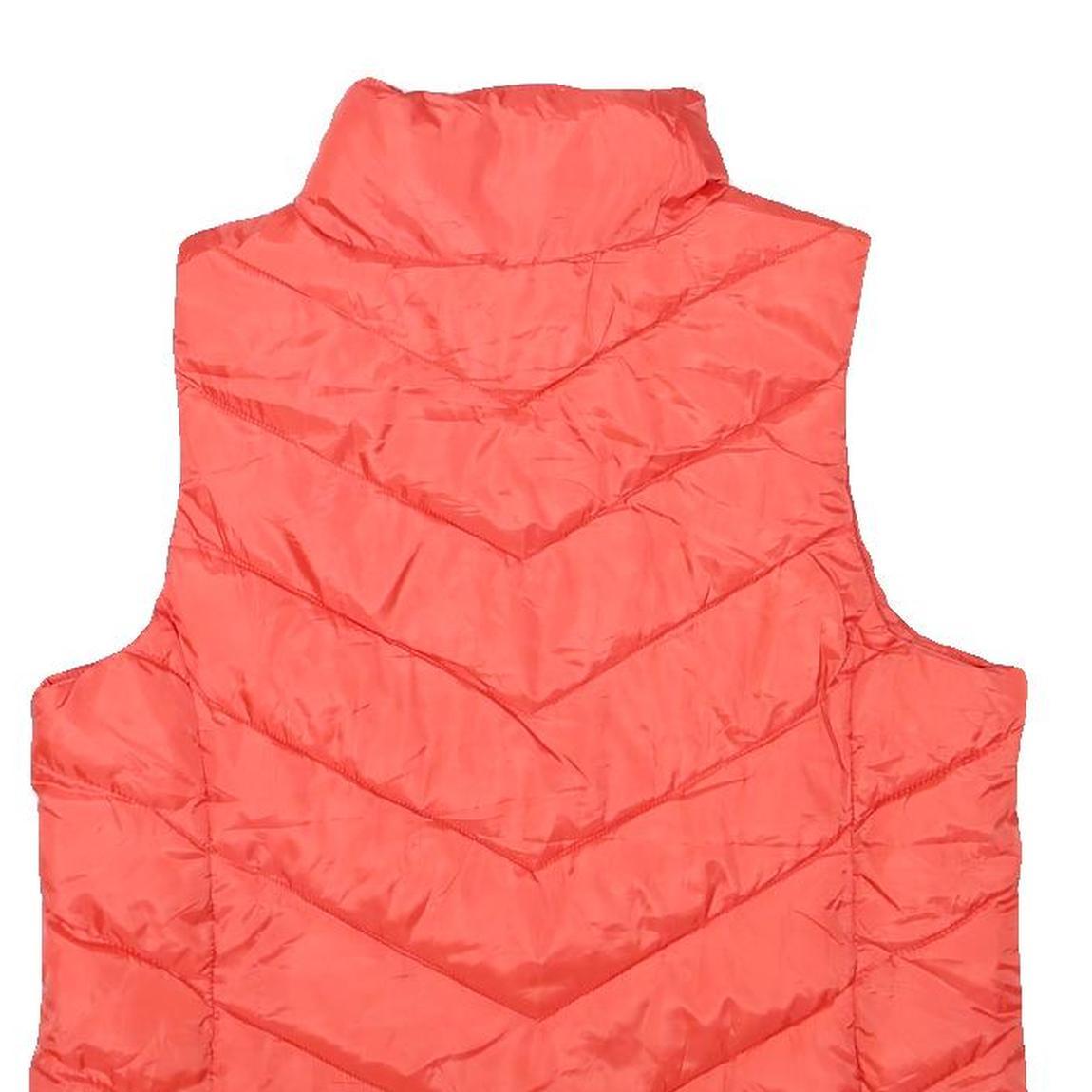 SO Womens Red Quilted Sleeveless Zip Jacket L Polyester Blend Lightweight