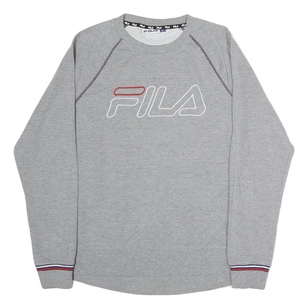 FILA Mens Grey Crew Neck M Cotton Sweatshirt Casual Pullover Logo Embroidered