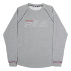 FILA Mens Grey Crew Neck M Cotton Sweatshirt Casual Pullover Logo Embroidered