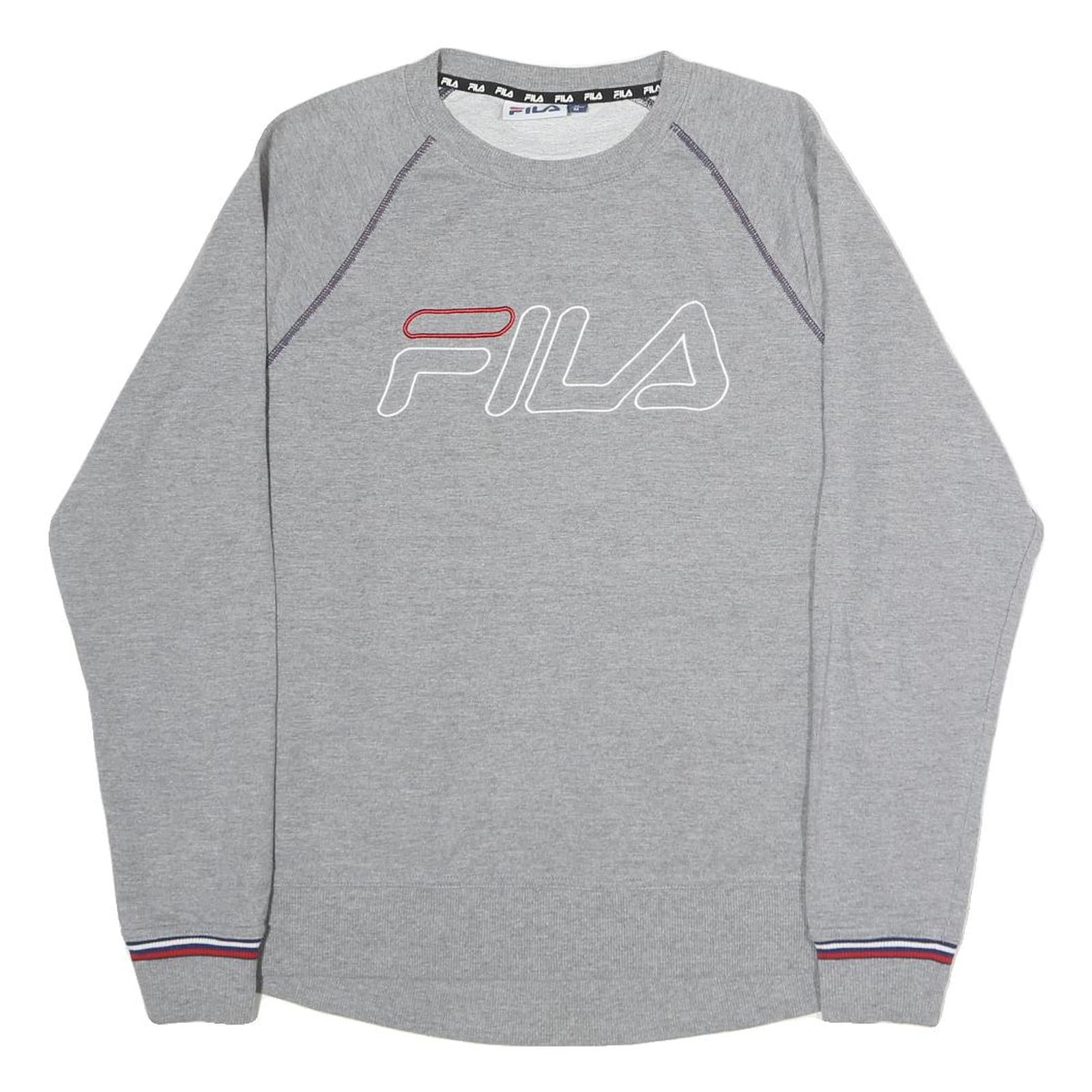 FILA Mens Grey Crew Neck M Cotton Sweatshirt Casual Pullover Logo Embroidered
