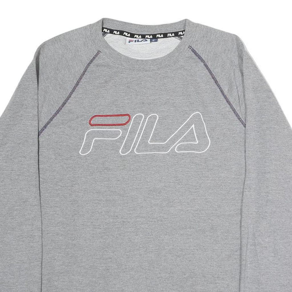FILA Mens Grey Crew Neck M Cotton Sweatshirt Casual Pullover Logo Embroidered