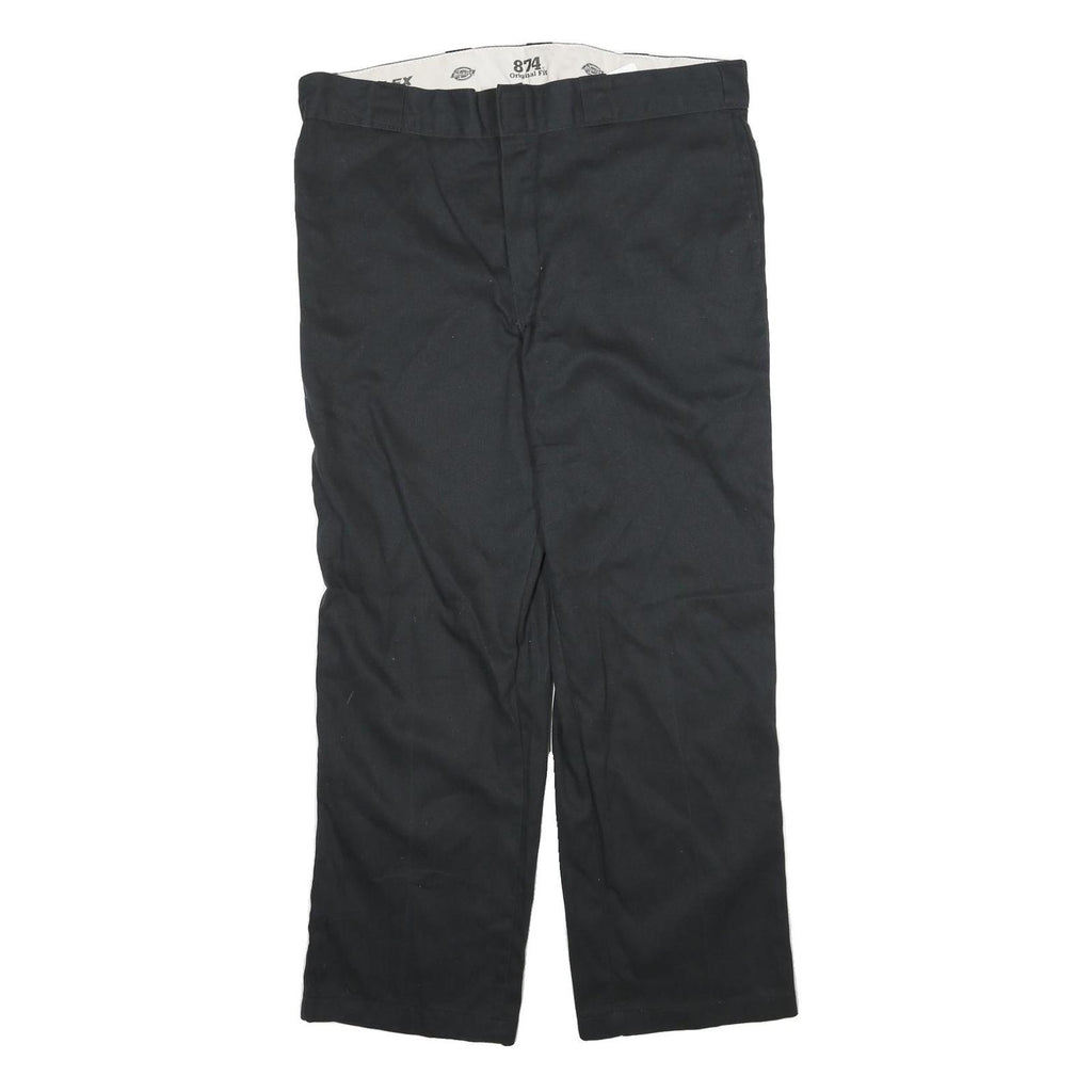 DICKIES Mens Cotton Blend Black Regular Zip Trousers W36 L30 Workwear