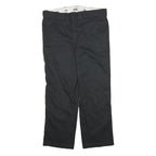 DICKIES Mens Cotton Blend Black Regular Zip Trousers W36 L30 Workwear