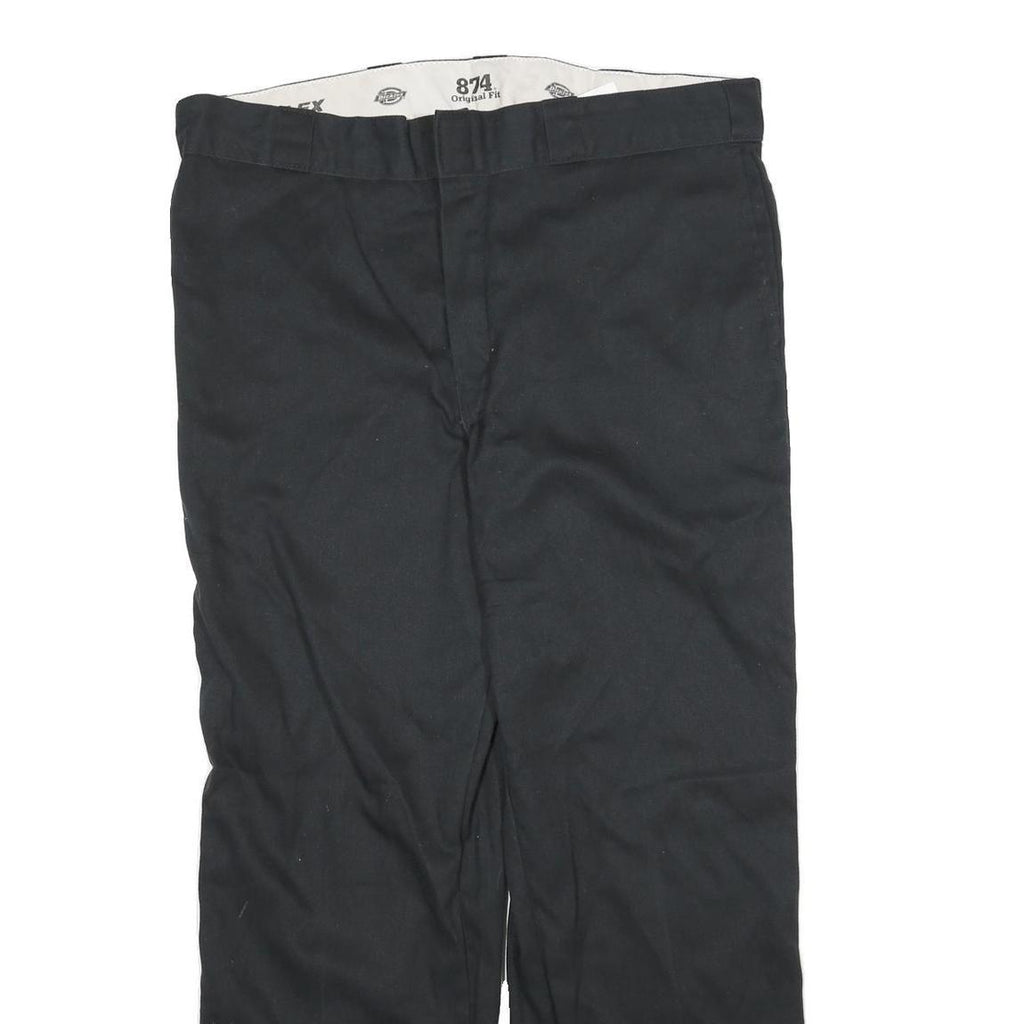 DICKIES Mens Cotton Blend Black Regular Zip Trousers W36 L30 Workwear