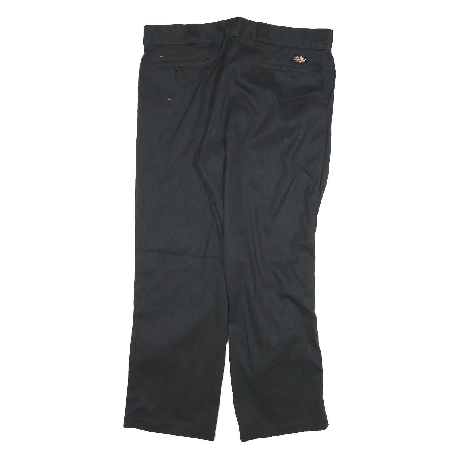 DICKIES Mens Cotton Blend Black Regular Zip Trousers W36 L30 Workwear
