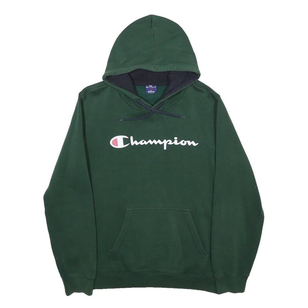 CHAMPION Mens Green Hoodie M Cotton Blend Pullovers Sweatshirt