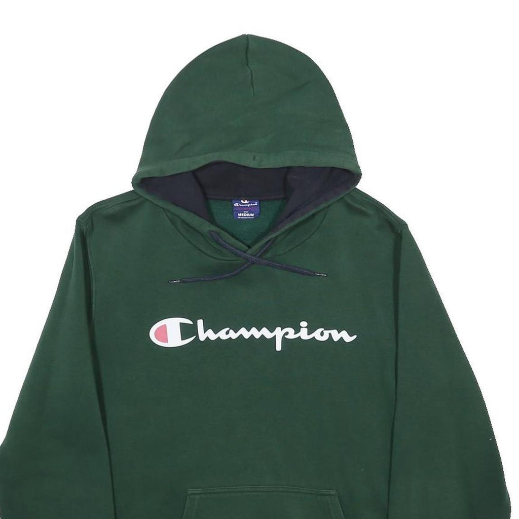 CHAMPION Mens Green Hoodie M Cotton Blend Pullovers Sweatshirt