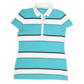 TOMMY HILFIGER Womens Blue & White Striped Short Sleeve Polo Shirt M Classic