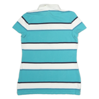 TOMMY HILFIGER Womens Blue & White Striped Short Sleeve Polo Shirt M Classic