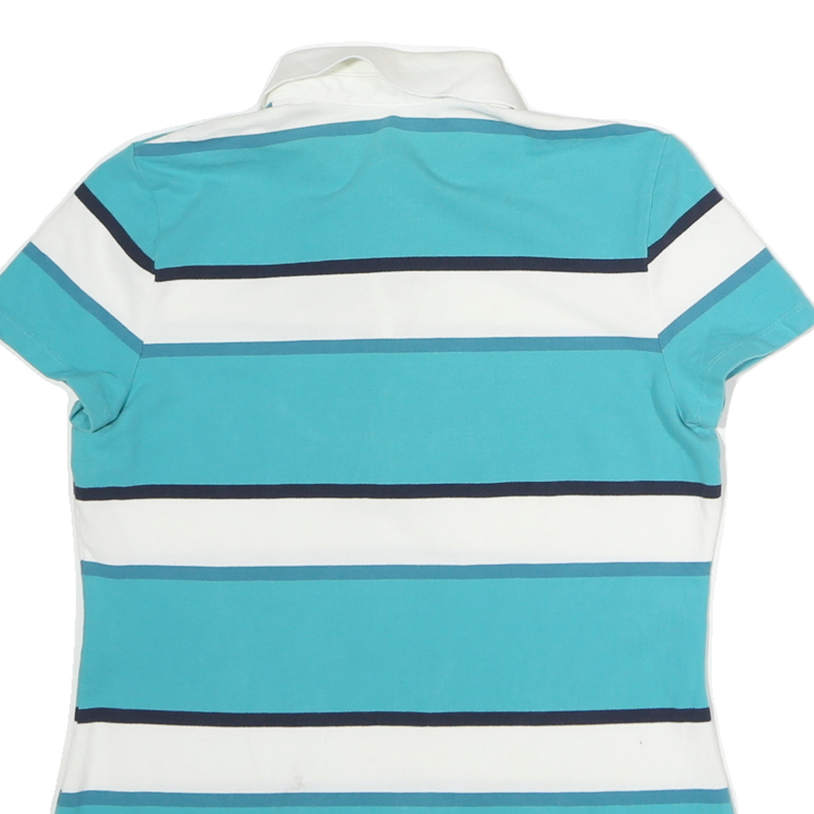TOMMY HILFIGER Womens Blue & White Striped Short Sleeve Polo Shirt M Classic