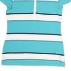 TOMMY HILFIGER Womens Blue & White Striped Short Sleeve Polo Shirt M Classic