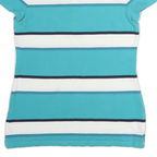 TOMMY HILFIGER Womens Blue & White Striped Short Sleeve Polo Shirt M Classic