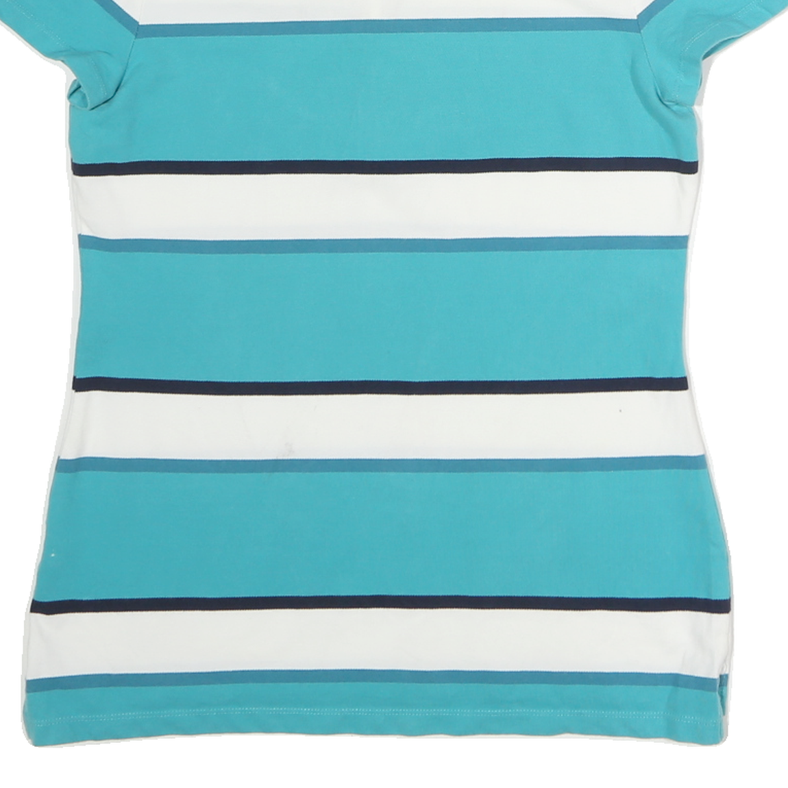 TOMMY HILFIGER Womens Blue & White Striped Short Sleeve Polo Shirt M Classic