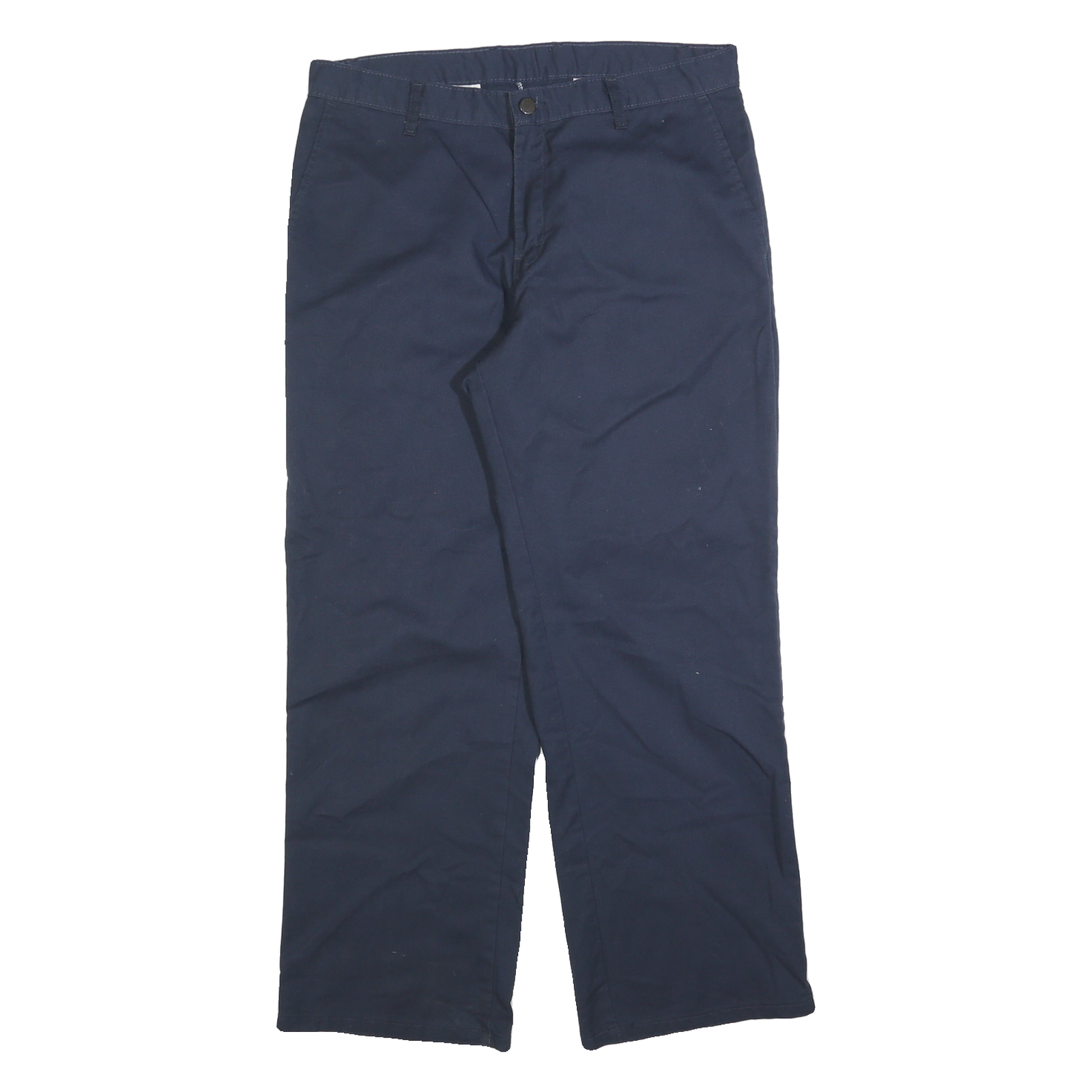 DICKIES Mens Cotton Blend Navy Blue Regular Straight Trousers W34 L30 Casual