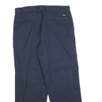 DICKIES Mens Cotton Blend Navy Blue Regular Straight Trousers W34 L30 Casual