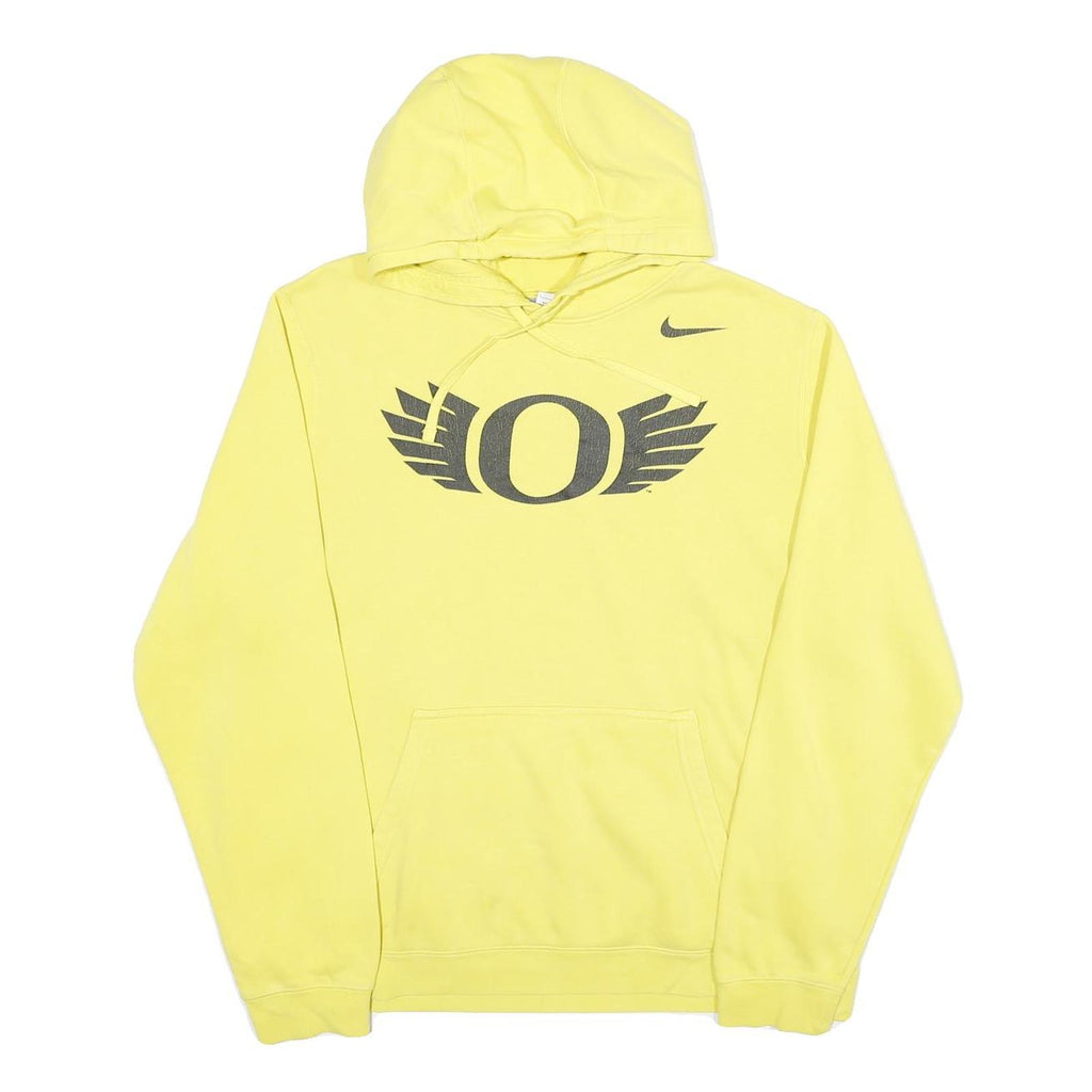 NIKE Mens Yellow Hoodie L Winged O Pullover Cotton Blend Casual Sportswear