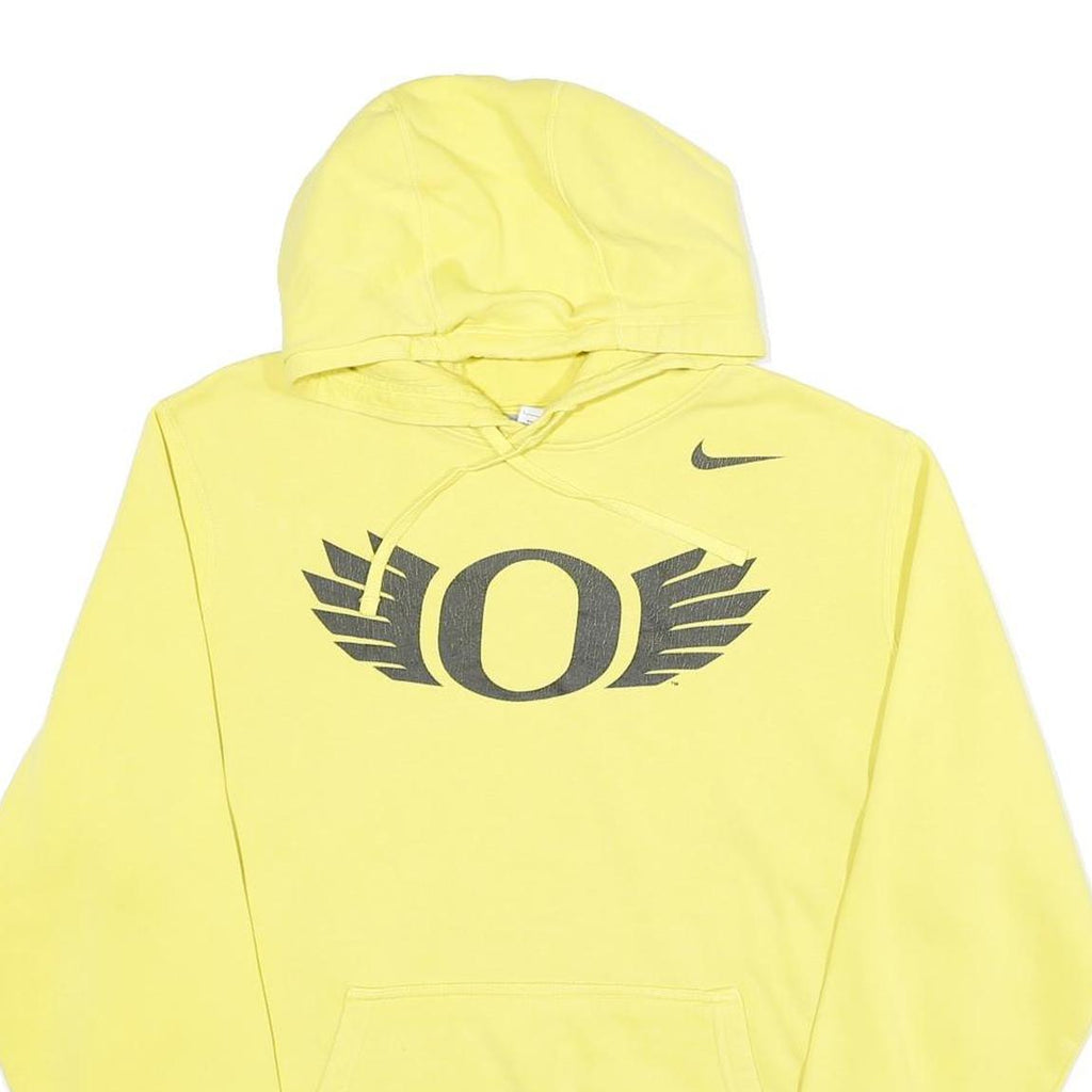 NIKE Mens Yellow Hoodie L Winged O Pullover Cotton Blend Casual Sportswear