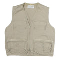 HARRY SEDOCHA Mens Beige Cotton Zip Jacket L Casual Utility Vest Pockets
