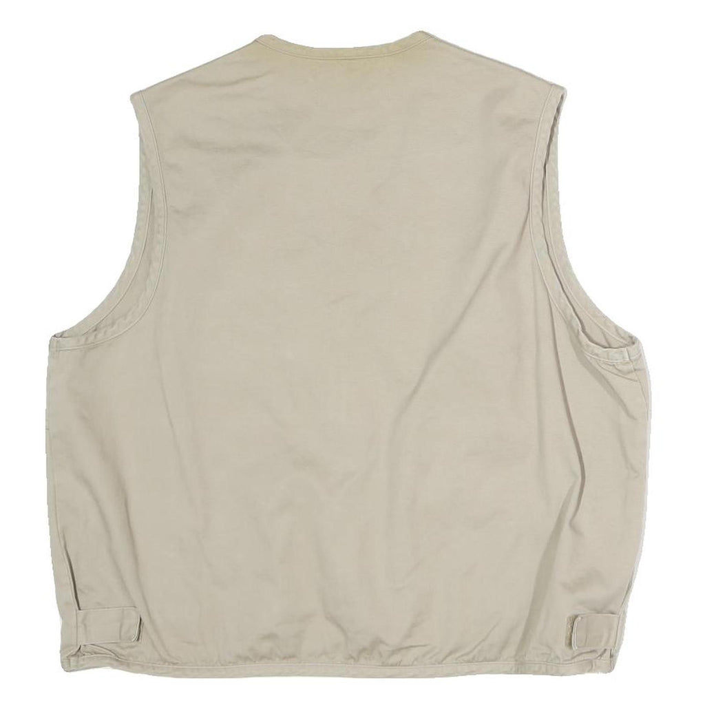 HARRY SEDOCHA Mens Beige Cotton Zip Jacket L Casual Utility Vest Pockets