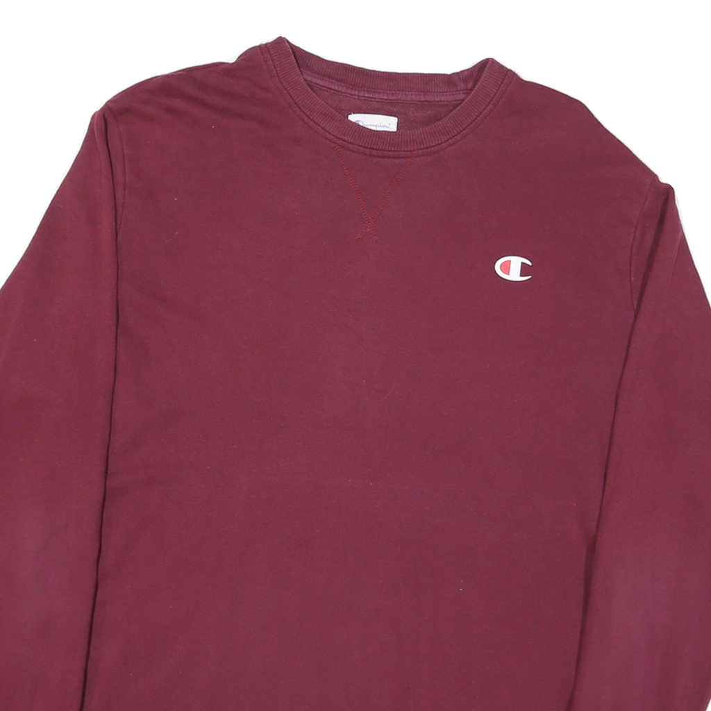 CHAMPION Mens Maroon Crew Neck L Cotton Blend Casual Sweatshirt