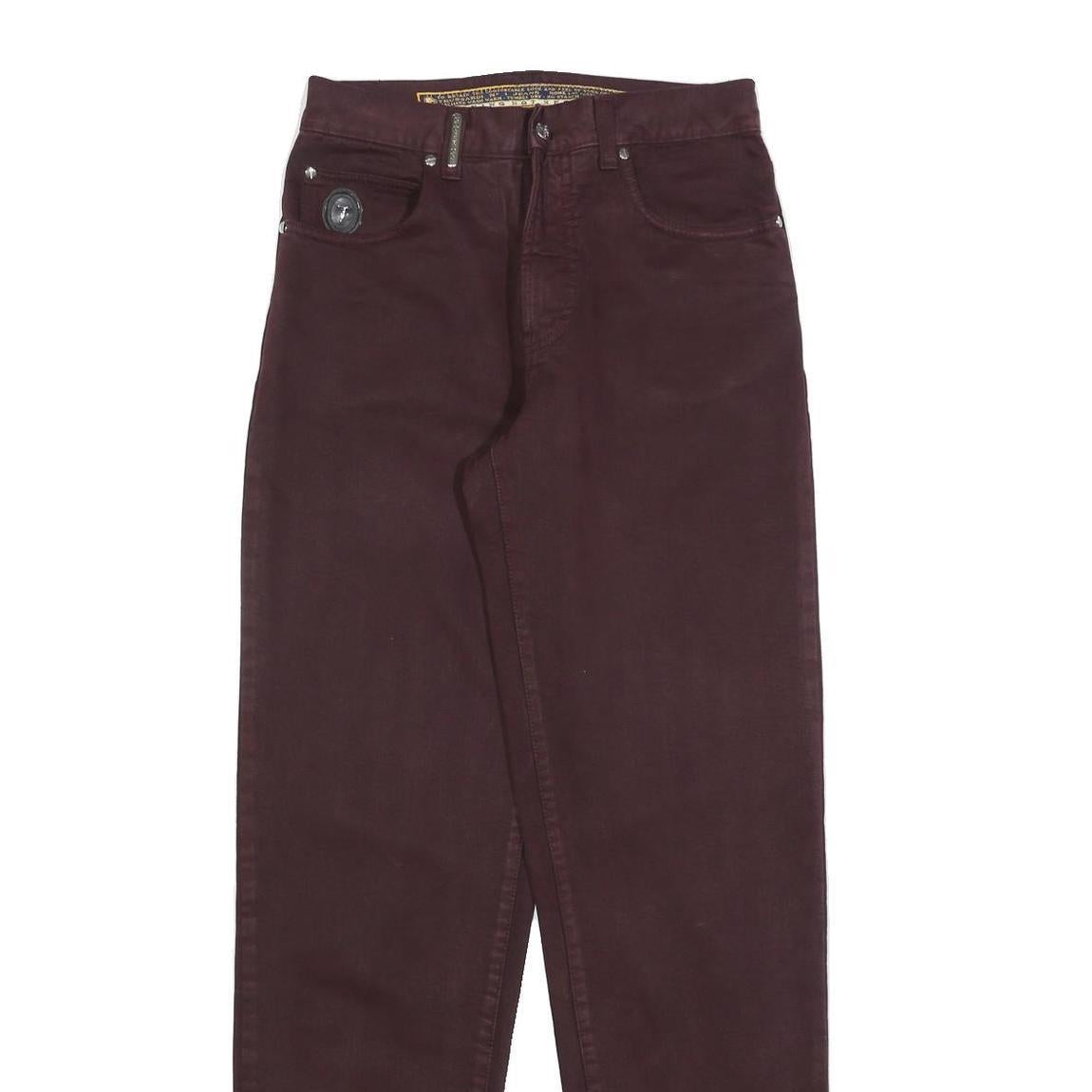 TRUSSARDI Womens Jeans Red Regular Straight Denim Medium W32 L34 Stylish Zip