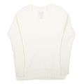 RACHEL ZOE Womens White Plain Wool V-Neck Jumper S Lightweight Knitwear