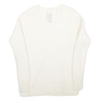 RACHEL ZOE Womens White Plain Wool V-Neck Jumper S Lightweight Knitwear