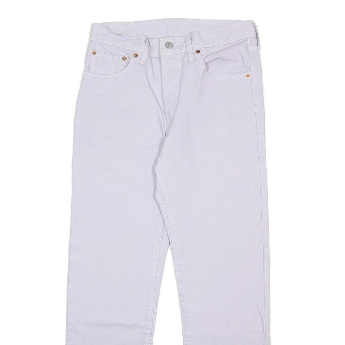LEVI'S Womens 501 Jeans White Regular Straight Denim W27 L28 Frayed Hem