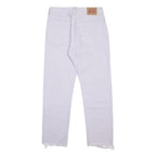 LEVI'S Womens 501 Jeans White Regular Straight Denim W27 L28 Frayed Hem