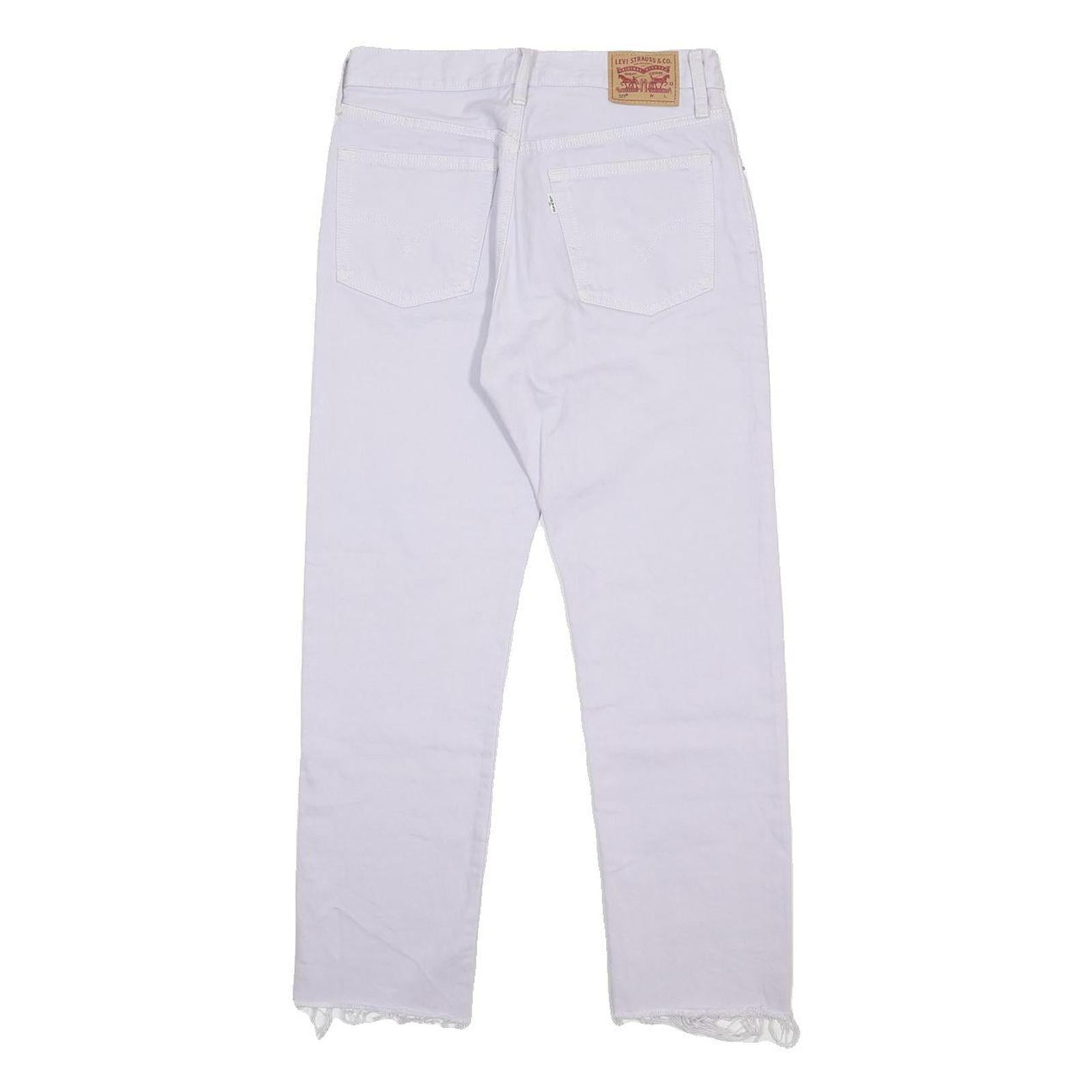 LEVI'S Womens 501 Jeans White Regular Straight Denim W27 L28 Frayed Hem