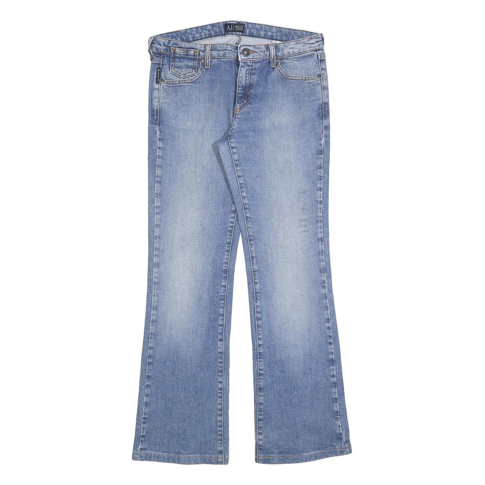 ARMANI JEANS Womens Regular Fit Blue Denim Flared Jeans W30 L30 Stylish