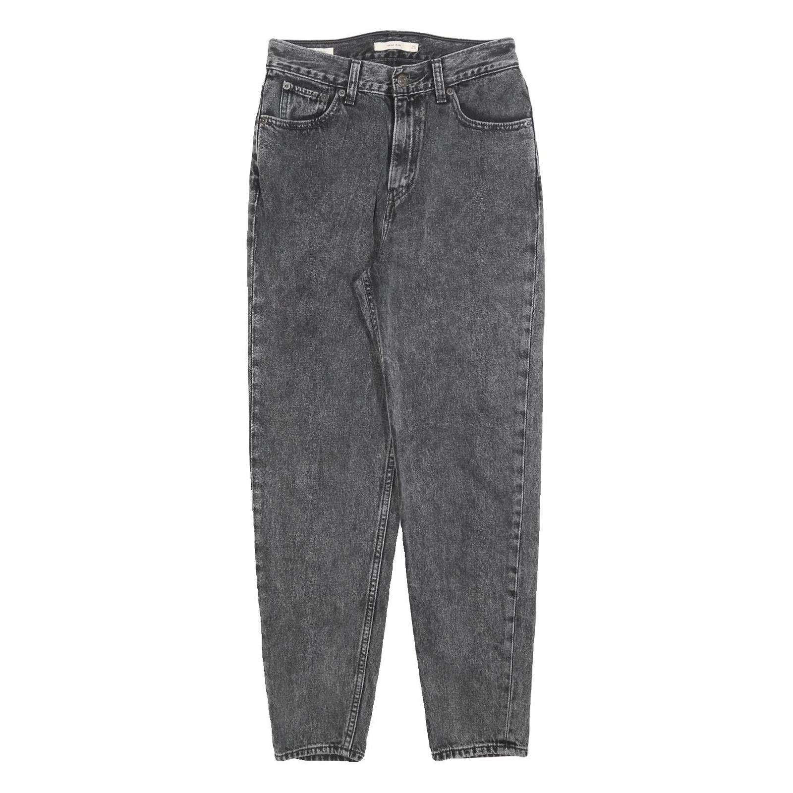 LEVI'S Womens Relaxed Black Denim Medium Wash W25 L28 Cotton Blend Zip Jeans