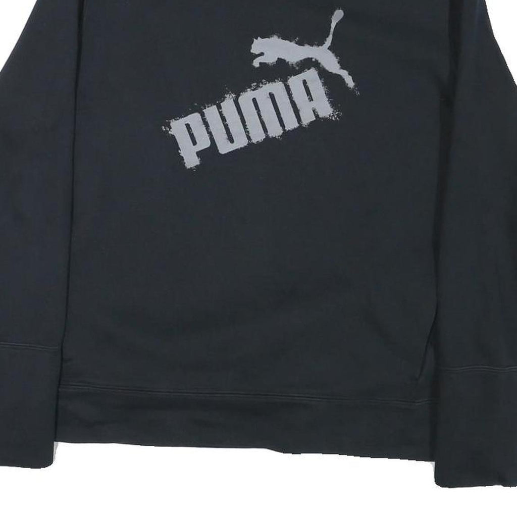 PUMA Womens Black Cotton Blend Funnel Neck Sweatshirt M Logo Print Casual