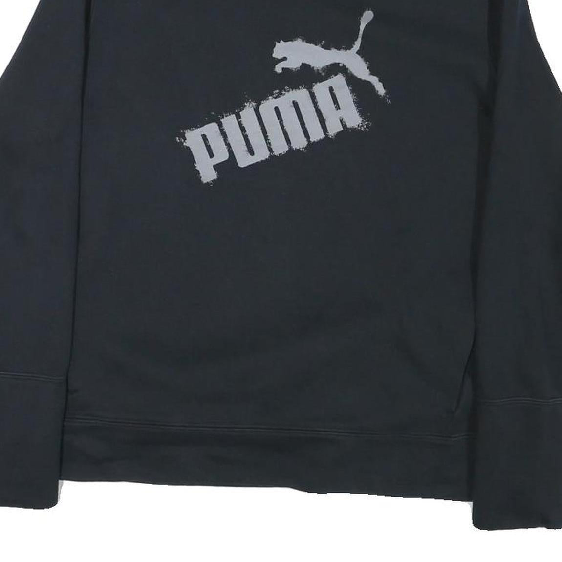 PUMA Womens Black Cotton Blend Funnel Neck Sweatshirt M Logo Print Casual
