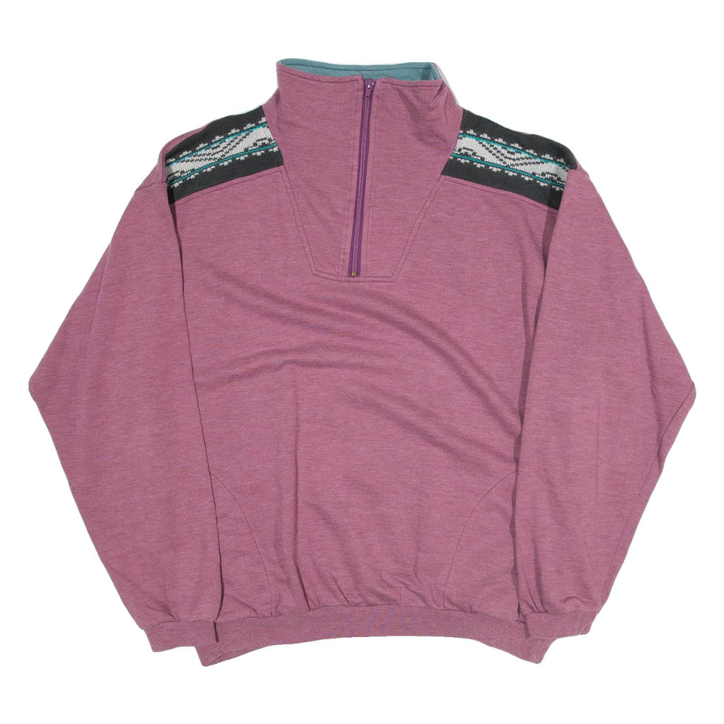 Womens Sweatshirt Purple 1/4 Zip XL