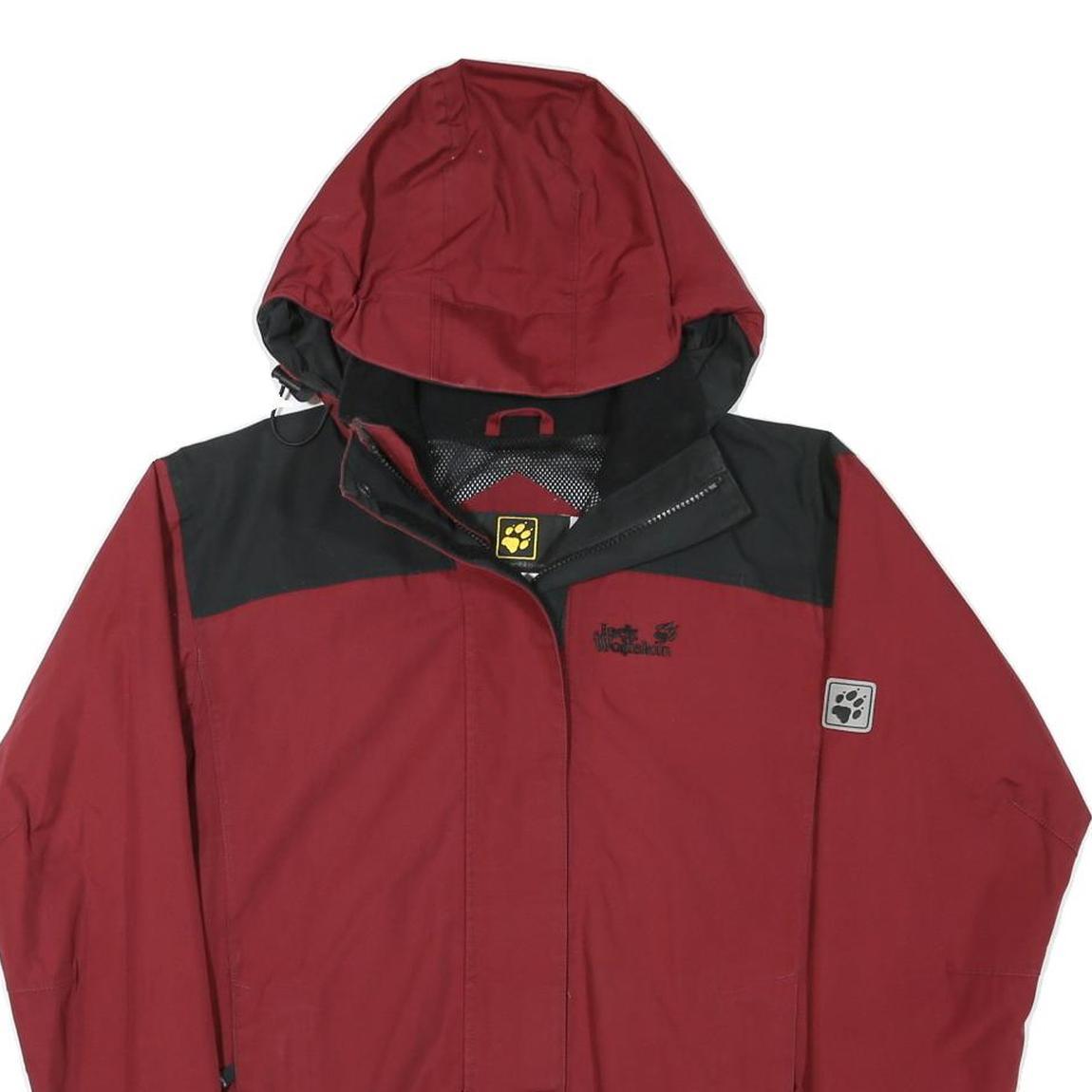 JACK WOLFSKIN Womens Red & Black Outdoor Jacket UK 10 Polyester Blend Zip Hooded