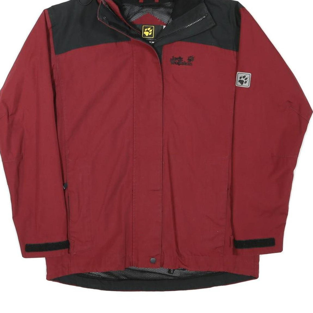 JACK WOLFSKIN Womens Red & Black Outdoor Jacket UK 10 Polyester Blend Zip Hooded